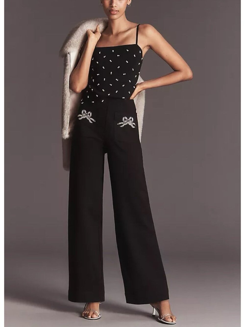 Anthropologie Colette Full-Length Embroidered Pocket Pants Maeve Black Womens 23 - Picture 11 of 12
